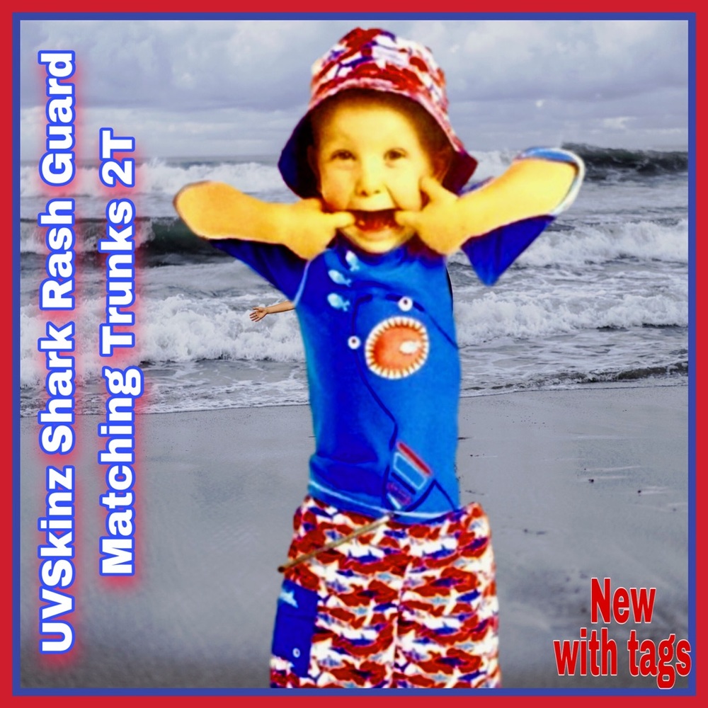 UVSkinz Shark Rash Guard Matching Trunks 2T